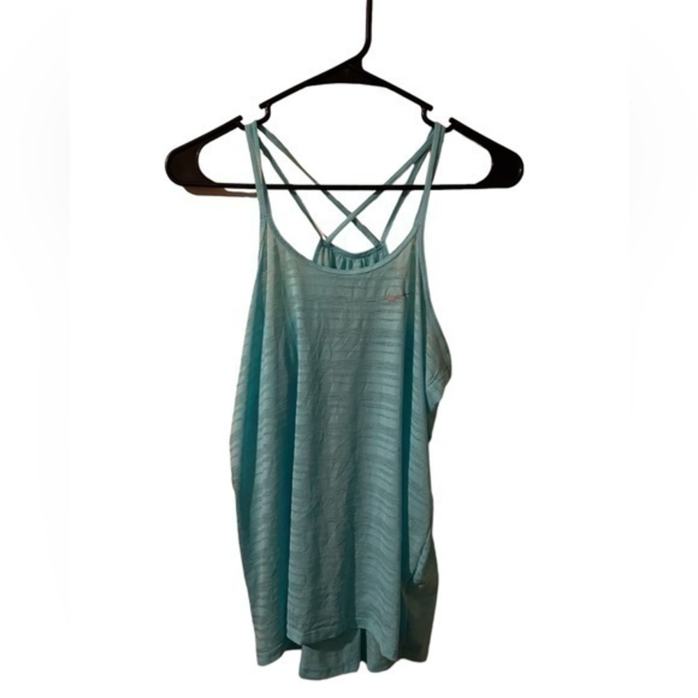Nike Dri-fit light blue crisscross back tank top